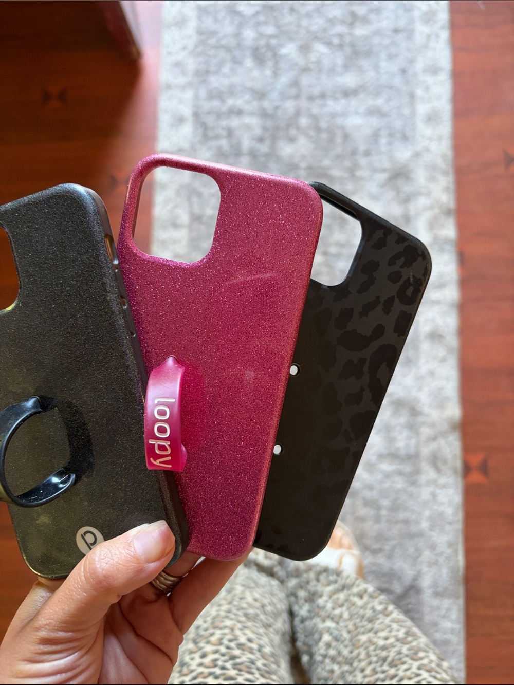 Loopy Case Pink Glitter Phone Case with Integrated Loop Grip
